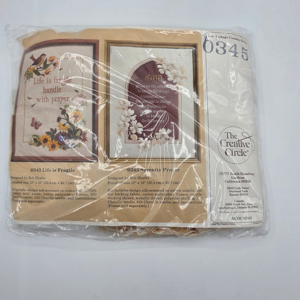 The Creative‎ Circle Needlepoint Kit Life is Fragile Serenity Prayer 1986 Sealed